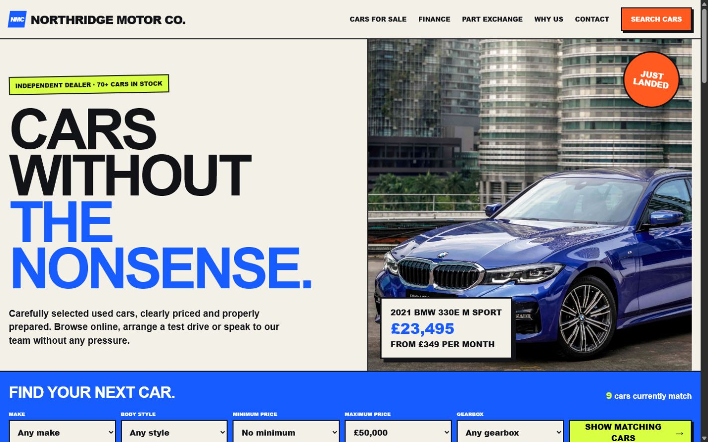 Northridge Motor Co. desktop homepage