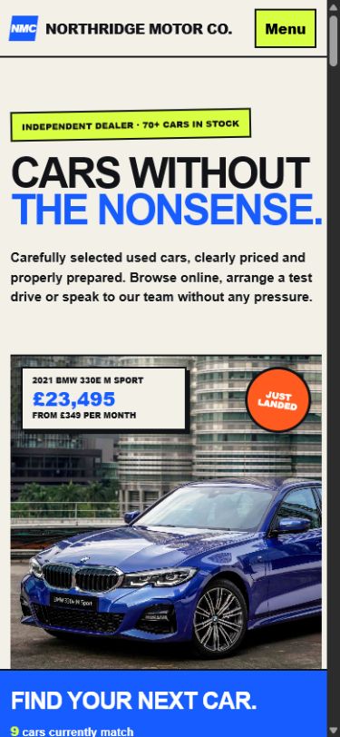 Northridge Motor Co. mobile homepage