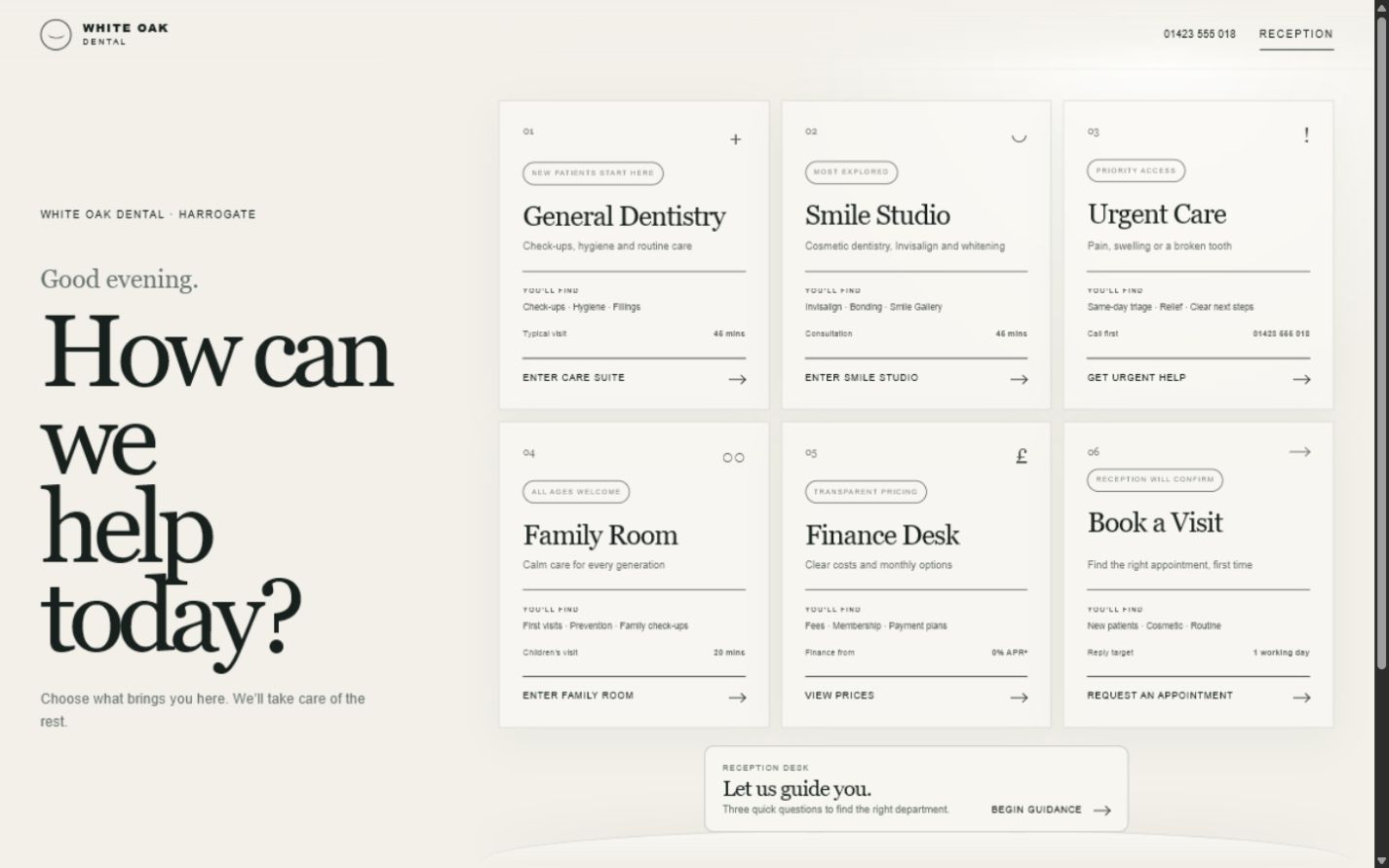 White Oak Dental desktop homepage